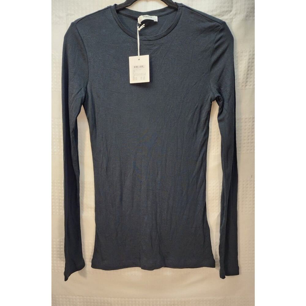 MSCH Tshirt Tee Womens Med Blk Basic Long Sleeve Crew Neck 100% Lyocell